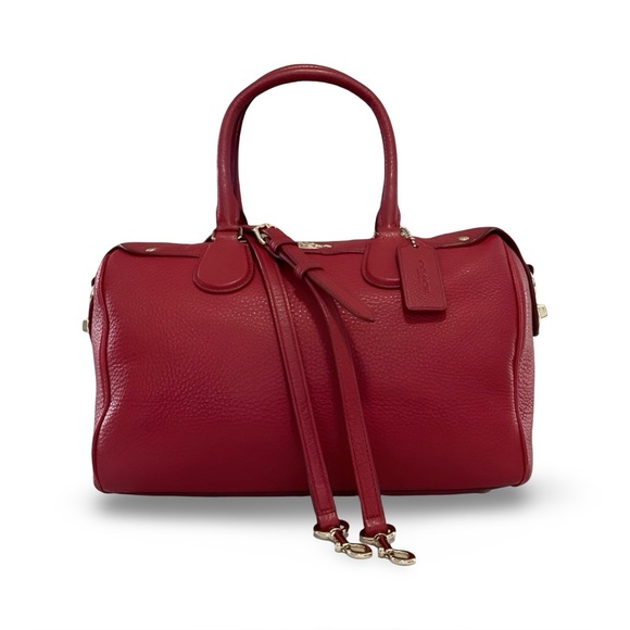 Coach Cherry Red Pebble Leather Bennett Satchel w/ Crossbody Strap - Picture 2 of 12